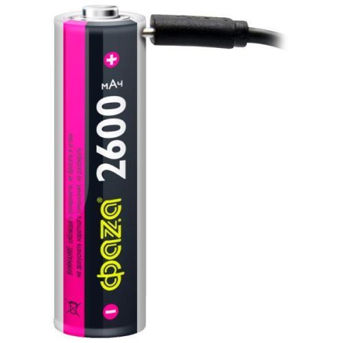 Аккумулятор 18650 3.7В Li-Ion 2600мА.ч с защ., встр. зар., MicroUSB-порт BL-1 ФАZА 5033573