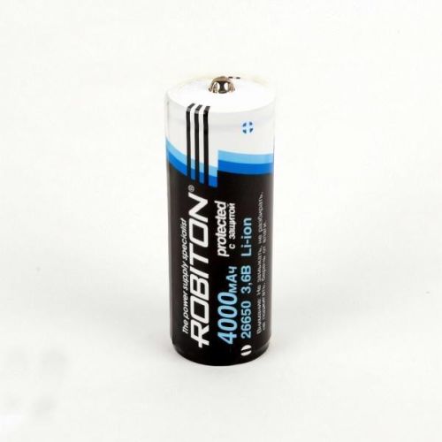 Аккумулятор 26650 ROBITON Li-on (3.7 В) 4000 mAh с защитой/ для тактических фонарей bulk