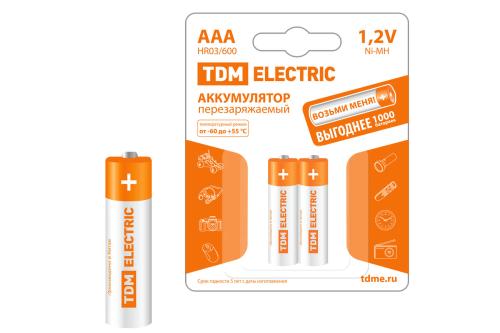 Аккумулятор AAA-600 mAh Ni-MH BP-2 TDM {SQ1702-0073} (упак 2 шт