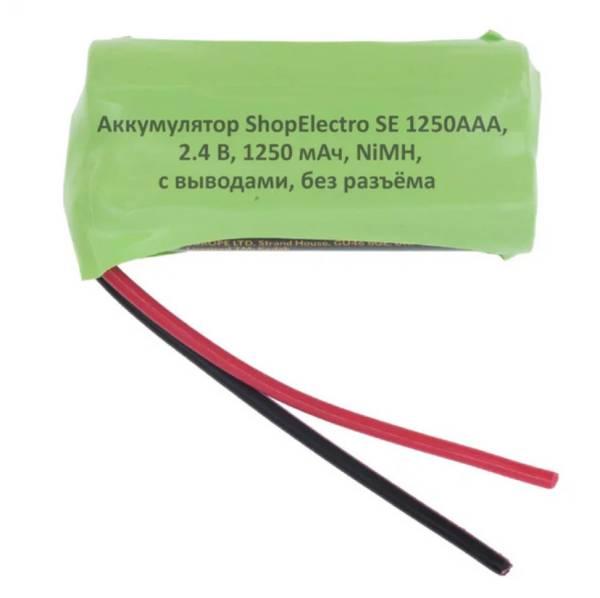 Аккумулятор SE1250ААА, 2.4 В, 1250 мАч/ 2.4 V,1250 mAh, NiMH, с выводами,без разъема 9495
