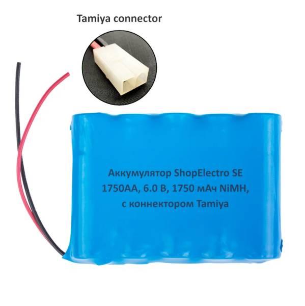 Аккумулятор SE1750АА, 6.0 В, 1750 мАч/ 6.0 V, 1750 mAh, NiMH, с коннектором Tamiya 11727