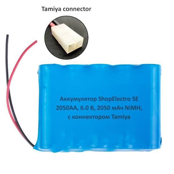 Аккумулятор SE2050АА, 6.0 В, 2050 мАч/ 6.0 V, 2050 mAh, NiMH, с коннектором Tamiya 11733