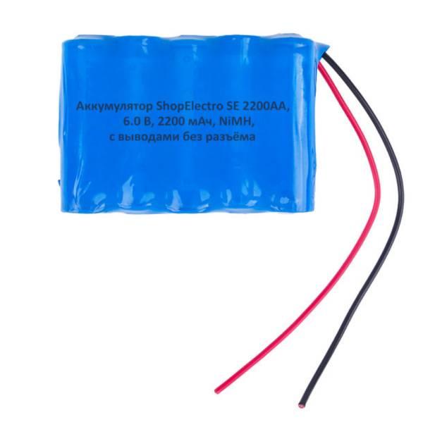Аккумулятор SE2200АА, 6.0 В, 2200 мАч/ 6.0 V, 2200 mAh, NiMH, с выводами, без разъема 4489