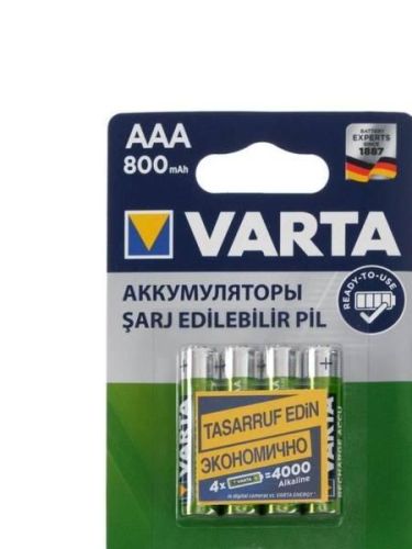 Аккумулятор Varta, Ni-Mh, AAA, HR03-4BL, 1.2В, 800 мАч, блистер, 4 шт.