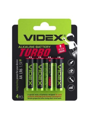 Алкалиновые батарейки Videx LR6/АА TURBO (Комплект 4шт.