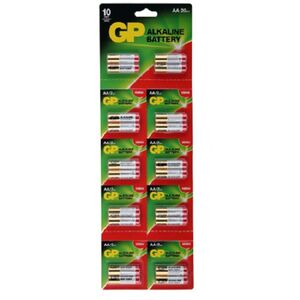 Батарейка AA щелочная GP 15AR-2P20 LR6-20BL Basic отрывные 10х2 шт, 20 шт