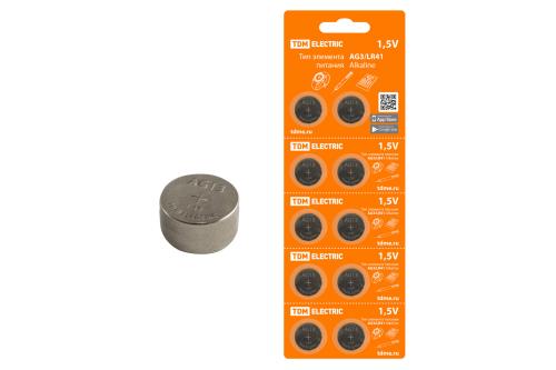 Батарейка AG13/LR44 Alkaline 1,5V BP-10 TDM {SQ1702-0044}
