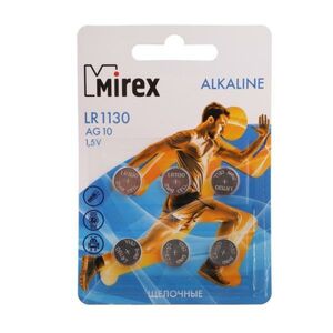Батарейка алкалиновая Mirex, LR1130, AG10, 1.5В, блистер, 6 шт (3 шт