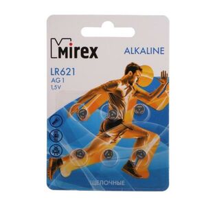 Батарейка алкалиновая Mirex, LR621, AG1, 1.5В, блистер, 6 шт (3 шт