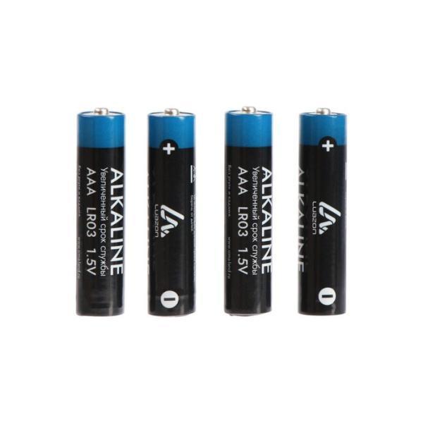 Батарейка алкалиновая щелочная LuazON, AAA, LR03, спайка, 4 шт