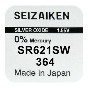 Батарейка для часов Seizaken 364 SR621SW Silver Oxide 1.55V, в блистере 1 шт.