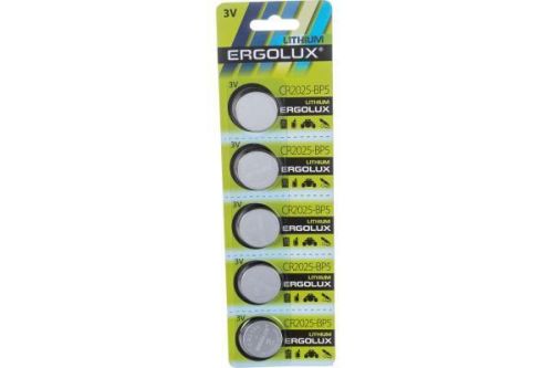 Батарейка Литиевая Ergolux Lithium Таблетка 3V Упаковка 1 Шт. Cr2025-Bp5 5Шт