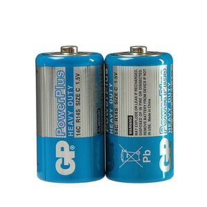 Батарейка солевая GP PowerPlus Heavy Duty, C, R14-2S, 1.5В, спайка, 2 шт.(3 шт.