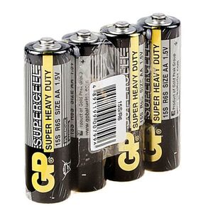 Батарейка солевая GP Supercell Super Heavy Duty, AA, R6-4S, 1.5В, спайка, 4 шт.(3 шт.
