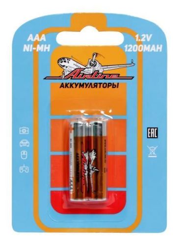 Батарейки AAA HR03 аккумулятор Ni-Mh 1200 mAh 2шт. AIRLINE AAA-12-02