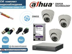 DAHUA комплект видеонаблюдения на 3 камеры Full HD (KITD3AHD300W1080P_HDD4Tb