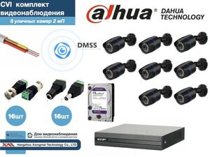 DAHUA комплект видеонаблюдения на 8 камер Full HD (KITD8AHD100B1080P_HDD2Tb