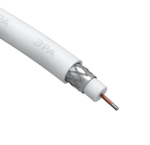 ЭРА Кабель коаксиальный RG-6U, 75 Ом, CCS/(оплётка Al 48%), PVC, цвет белый, 100 м, SIMPLE