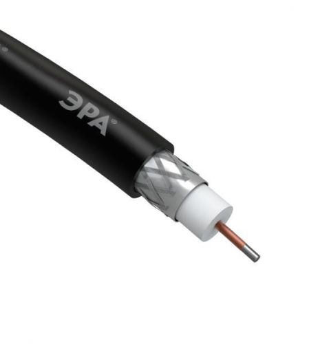 ЭРА Кабель коаксиальный RG-6U, 75 Ом, CCS/(оплётка Al 64%), PE, цвет чёрный, 100 м, SIMPLE