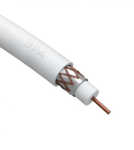 ЭРА Кабель коаксиальный RG-6U, 75 Ом, Cu/(оплётка Cu 64%), PVC, цвет белый, 100 м (4/96