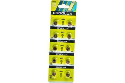 Ergolux AG 5 BL-10 AG5-BP10, LR48 /LR754 /193 /393 батарейка для часов 14316