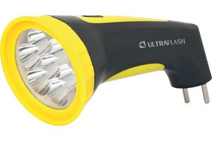 Фонарь аккумуляторный 220В, черный/желтый, 7 LED, 2 режима, SLA, пластик, коробка Ultrafla