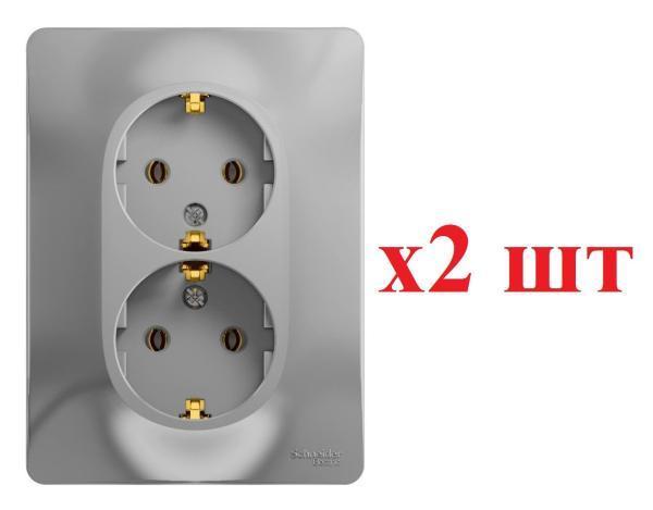 Glossa Алюминий Розетка 2-я с/з (в сборе с рамкой) GSL000324 (2шт