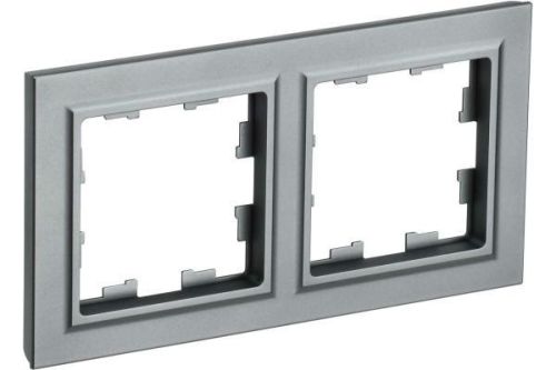 IEK BRITE Рамка 2-мест. РУ-2-БрС сталь