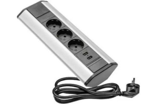 INRIOR Угловая розетка, угловой блок розеток удлинитель угловой на 3 EURO розетки 2 USB-A