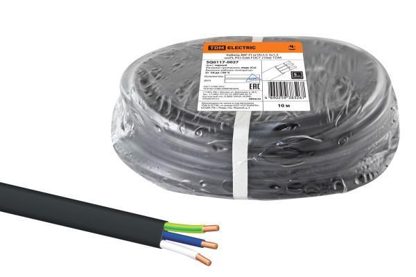 Кабель TDM ELECTRIC ВВГ-П нг(А)-LS 3х1,5 ок(N, PE)-0,66 ГОСТ (10м) SQ0117-0027
