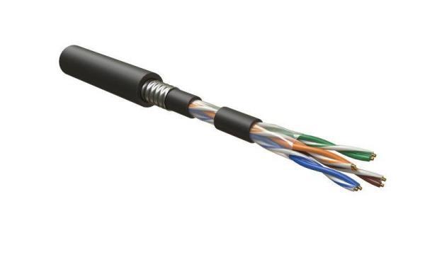Кабель витая пара U/UTP кат.5E 4 пары 24 AWG ОЖ solid бронир. стальн. лентой внешн.