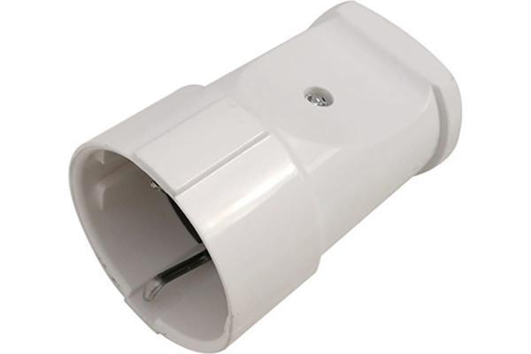 Кабельная розетка, ABS-пластик, прямая, с/з, 16А, 250B, IP20,белая, 30458 6