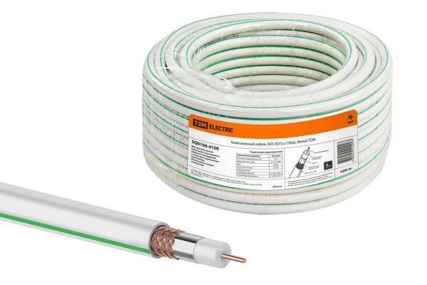Коаксиальный кабель TDM ELECTRIC SAT-703 Cu (100м), белый SQ0106-01