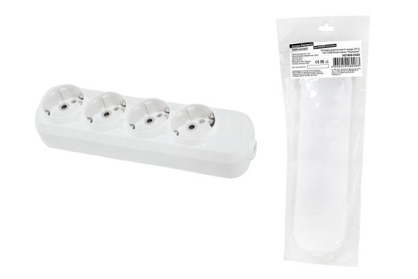 Колодка розеточная 4 гнезда 2П+3 16А 250В белая серии Народная TDM SQ1806-042