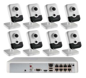 Комплект из 8-ми IP камер HiWatch (2Mpx/2.0mm) с питанием по PoE