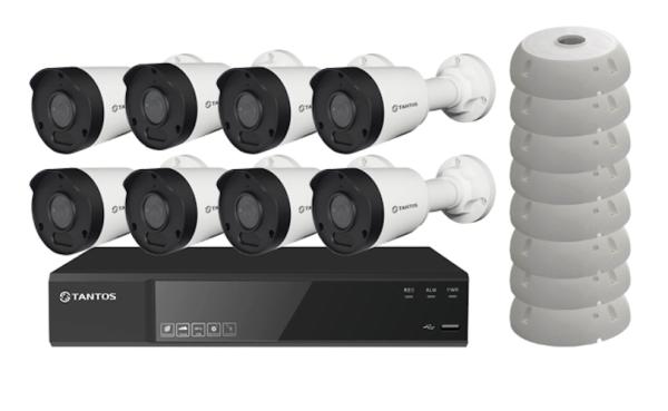 Комплект из 8-ми IP-видеокамер Tantos (5Mpx2.8mm) с питание по PoE