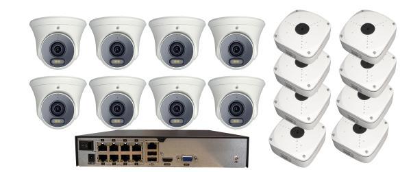 Комплект из 8-ми купольных IP-видеокамер Tantos (5Mpx2.8mm) с питание по PoE