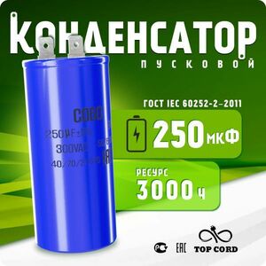Конденсатор пусковой BV S035 250мкФ CD60 300V