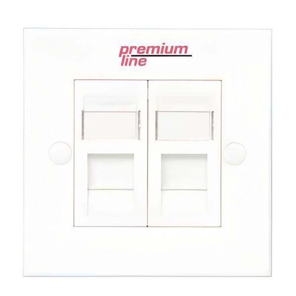 Лицевая панель Premium-Line Systems, 2 порта keystone, 86x86, белый