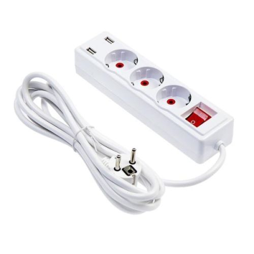 Luazon Lighting Удлинитель Luazon Lighting, 3 розетки, 3 м, 10 А, 2200 Вт, 2х0.75 мм2, 2хU