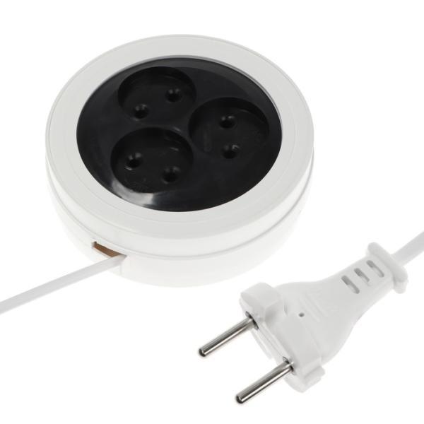 Luazon Lighting Удлинитель-рулетка Luazon Lighting ECO, 3 розетки, 2.7 м, 6 А, 1300Вт,ШВВП