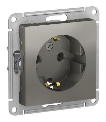 Механизм розетки 1-м СП AtlasDesign 16А IP20 с заземл. сталь SchE ATN000943 ( 1шт.