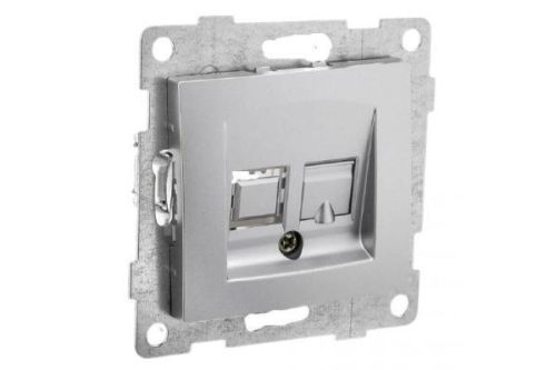 Механизм розетки С1Т11-004 мех розетки телефонной RJ11 (матовое серебро) Gusi Electric