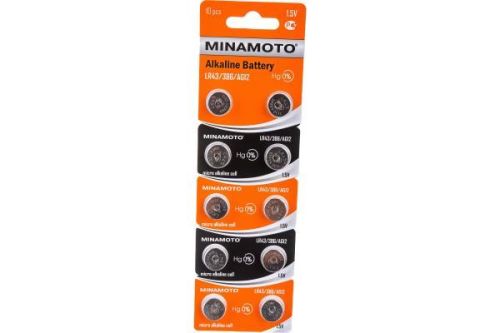 Minamoto батарейка часовая AG12 LR43 10/card 55012