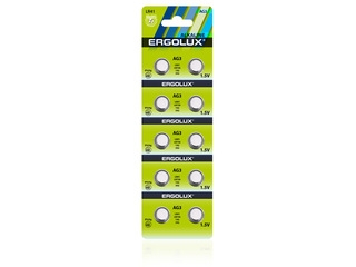 Набор из 100 шт, Ergolux AG 3 BL-10 (AG3-BP10, LR41 /LR736 /192 /392 батарейка для часов