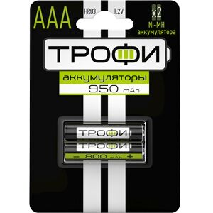 Набор из 2 шт, Трофи HR03-2BL 950 mAh (20/240/17280