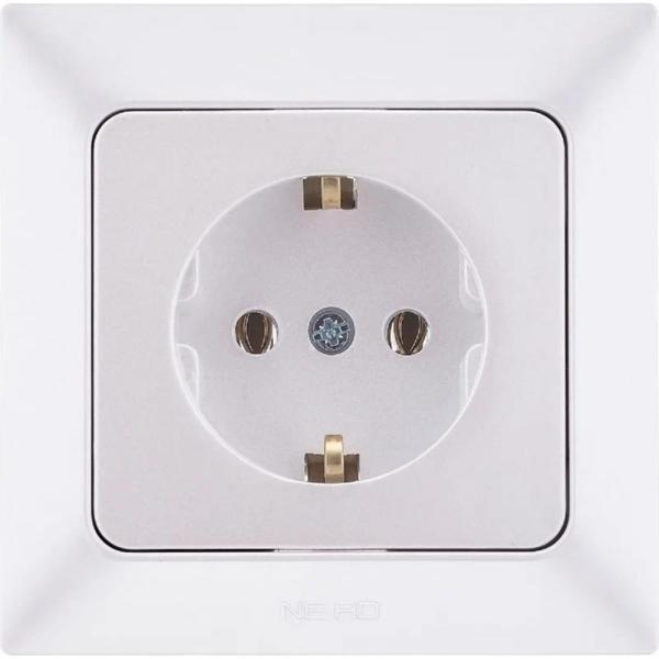 NE-AD Розетка с/з,керамика, 16А, 250В, Aras, Белый жемчуг,1/12/120, 93-126-08-P