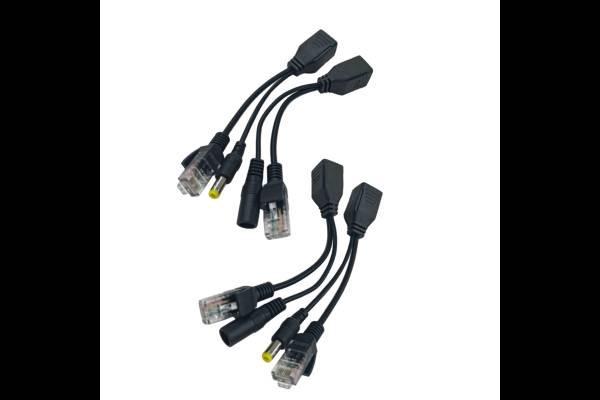 Пассивный приемник и передатчик PoE, RJ45, DC 2.1/5.5 мм, 2 комплекта, черный