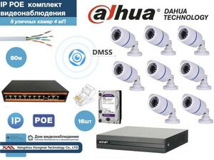Полный готовый DAHUA комплект видеонаблюдения на 8 камер 4мП (KITD8IP100W4MP_HDD2Tb