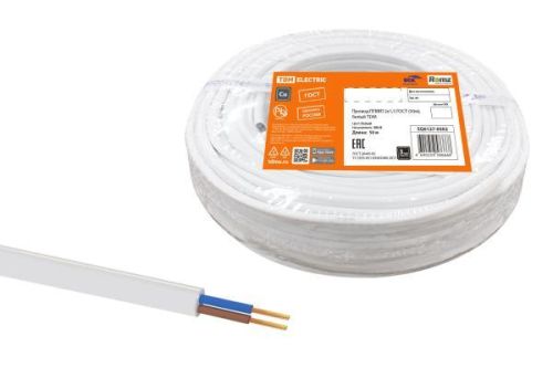Провод TDM ELECTRIC ПГВВП 2х1,5 ГОСТ (50м), белый SQ0127-0502
